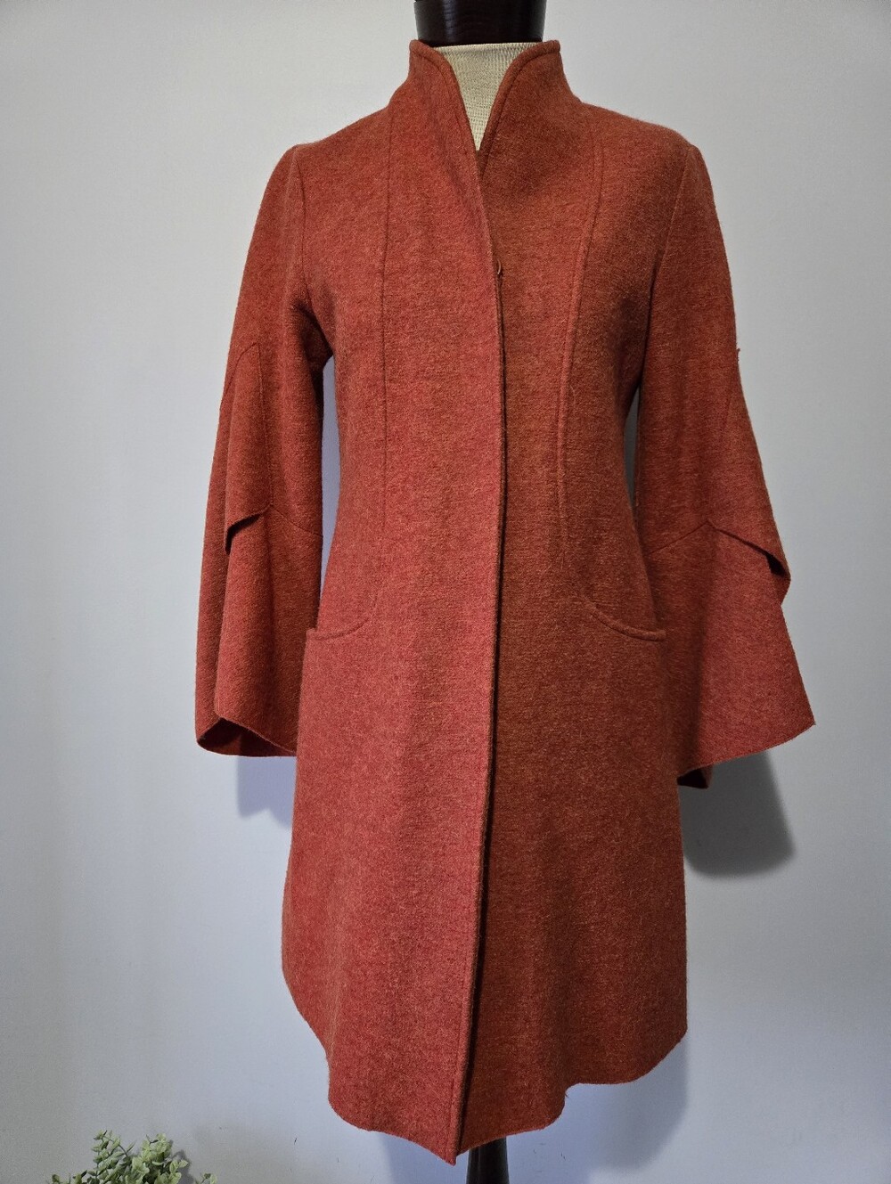 Anntarah Baby Alpaca And Wool Rust Orange Bell Sleeve Roma Jacket. Size Small
